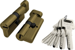 Цилиндровый Fuaro (Фуаро) механизм (R602/60) R6002Knob60(25+10+25) AB бронза 5Key с вертушкой