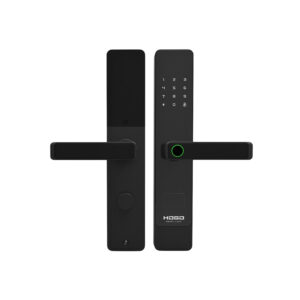 Замок врезной электронный к с ручкой Hogo P02 полуавтомат с отпечатком пальца, черный